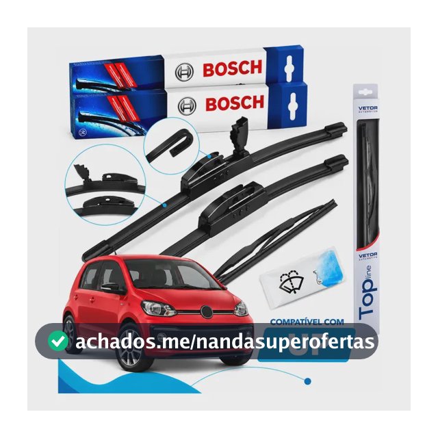 Palhetas Limpador Parabrisa Bosch Aerofit + Traseira Import Kit Diant Bosch E Tras Vto Up 2014 A 2021