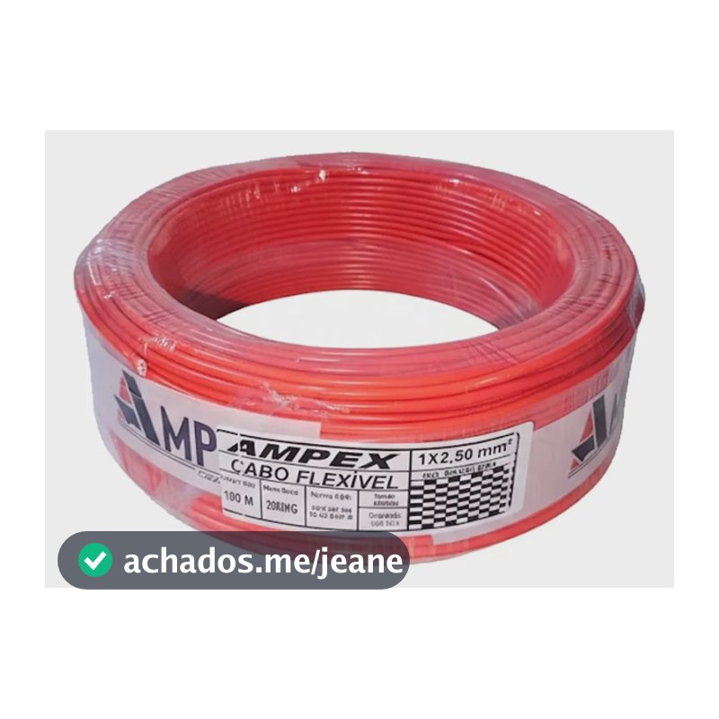 Fio Elétrico Cabo Flexível 2,5mm Rolo 100 Metros. Cobertura Vermelho