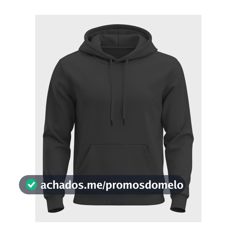 Moletom Liso Algodão Unissex Blusa De Frio Canguru Flanelado G Preto