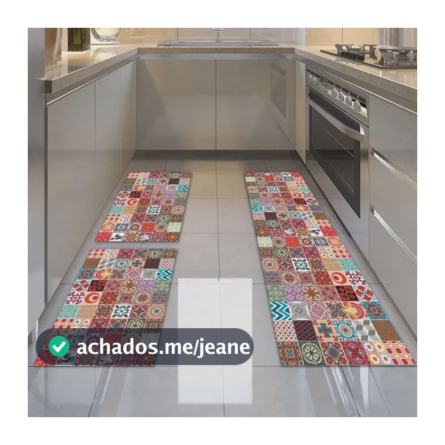 Kit Tapete Passadeira De Cozinha 160x50 + 2 Capachos 80x50