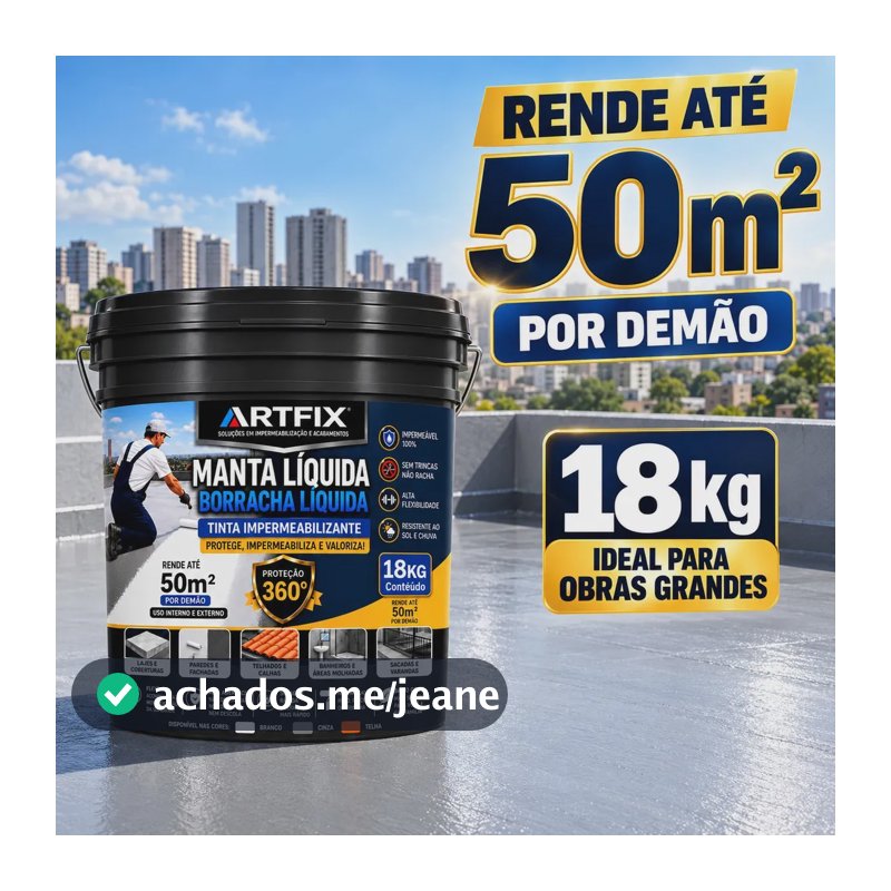 Para Coberturas E Acabamento Manta Liquida 18l Artfix Cinza Fosco