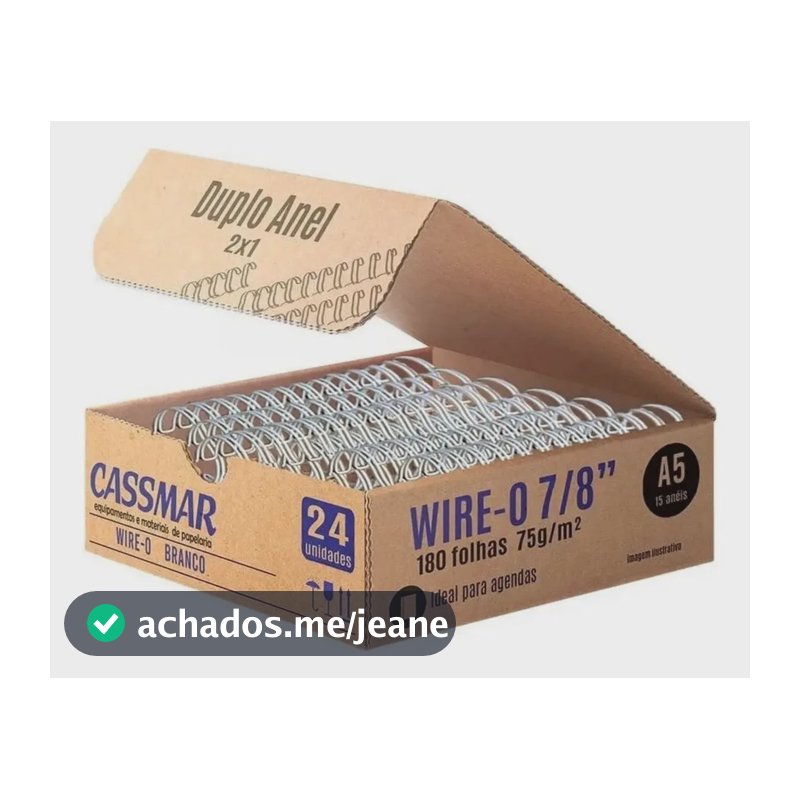 Wire-o Para Encadernação A5 7/8 Branco 2x1 Cassmar Branco