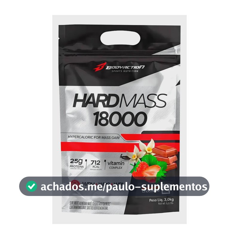 Hard Mass 18000 Hipercalórico 3kg - Sabor Baunilha - Bodyaction