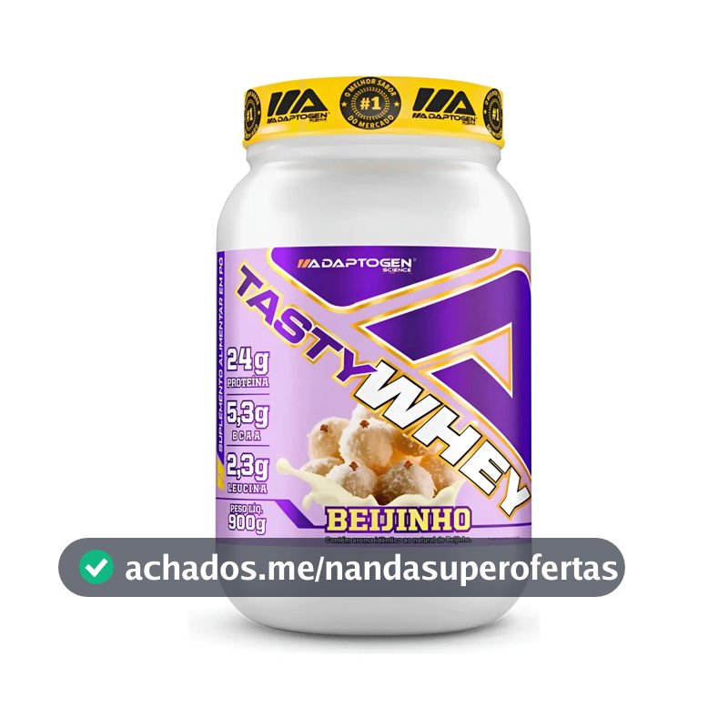 Suplemento Tasty Whey 3w Gourmet Whey Protein Adaptogen Science Pote 900g Sabor Beijinho