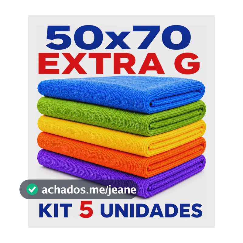 Kit 5 Panos De Chão Microfibra 50x70 Multiuso Alta Absorção Cores Variadas