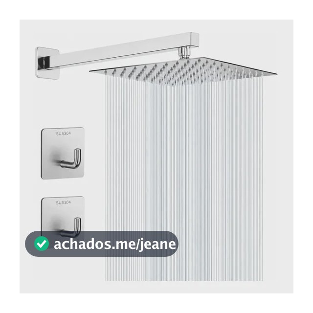 Ducha Quadrada Chuveiro Inox 20x20cm Braço Articulado 40cm Prateado Cromado