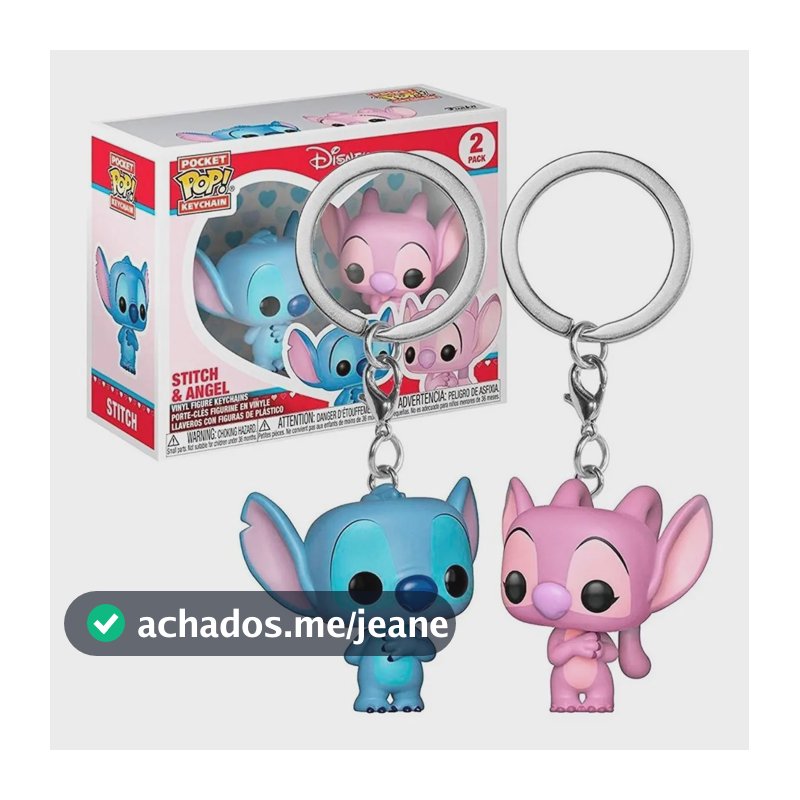 Kit 2 Chaveiros Disney Pop Funko Stitch And Angel