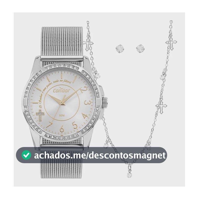 Kit Relógio Condor Aço Prata Modelo CO2035NTXK4K Feminino