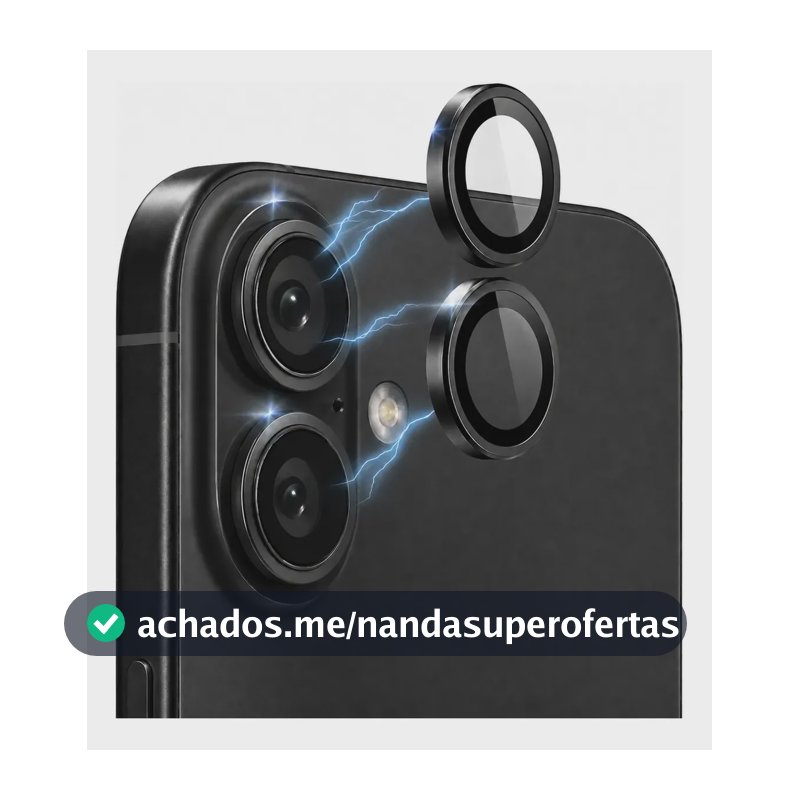 Kit Película Proteção Lente Câmera Para iPhone 16 16 Plus 17 Preto iPhone 16 / 16 Plus