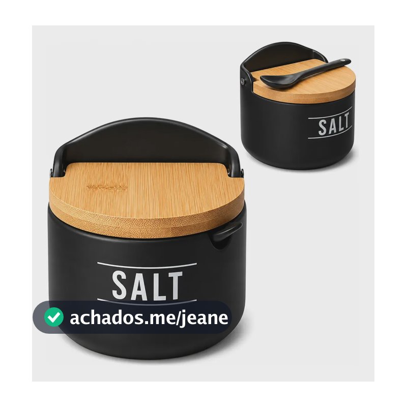 Saleiro Manhattan Em Bambu/porcelana Preta 290ml - Hauskraft