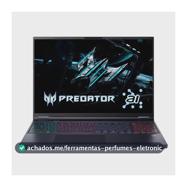 Notebook Gamer 16" Predator Helios Neo 16 IA Processador Intel Core Ultra 7 13ª Geração Placa de vídeo NVIDIA GeForce RTX 5070 8GB 16GB RAM DDR5 512GB SSD Tela WQXGA 240Hz Windows 11 Wi-Fi 6E