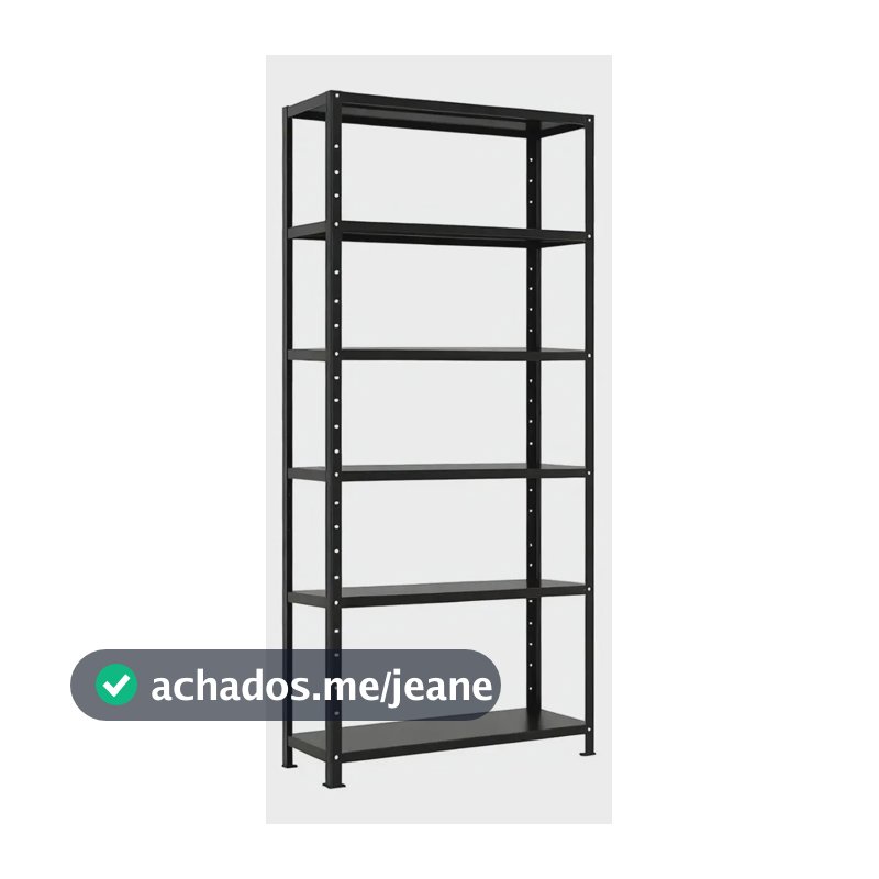 Estante Prateleira Aço Aparador Livros 6 Bandejas 90cm Preto Preto