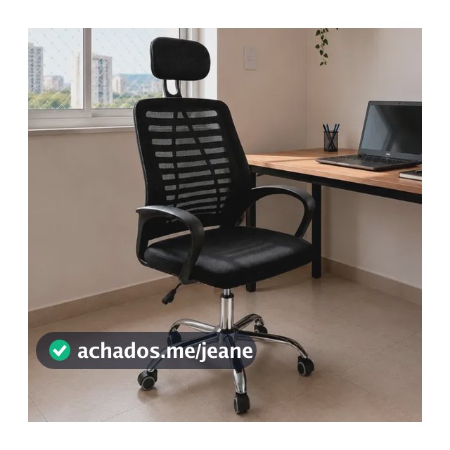 Cadeira Escritório Oficial Diretor Mesh Ergonômica Office Preto Tela Mesh