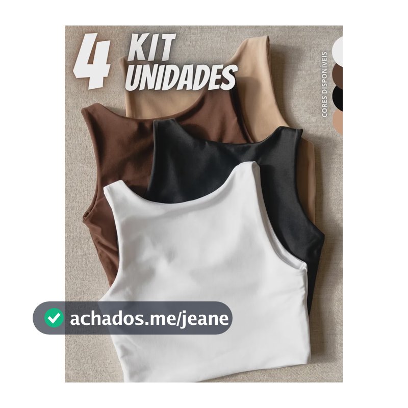 Kit 4 Blusas Regata Feminina Suplex Tshirt Básica Casual Preto + Branco + Marrom + Nude Liso G/gg (40-42)