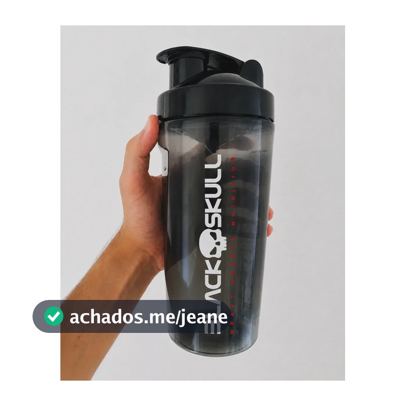 Coqueteleira Shakeira Garrafa Academia - Black Skull - Transparente Fumê 800ml