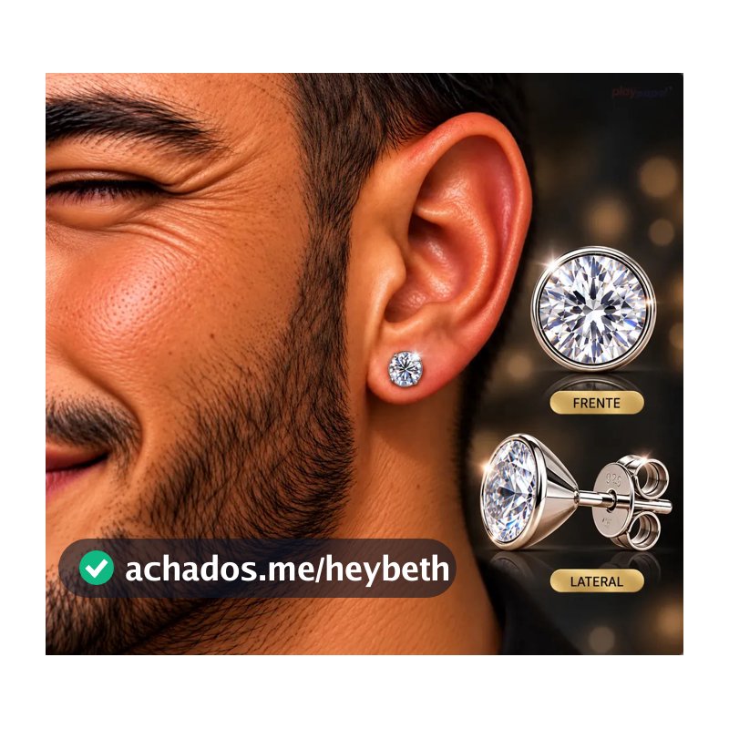 Brinco Ponto de Luz Zircônia Prata 925 Feminino Masculino Par Brincos Pedra Brilhante Redonda Delicado Unissex Pequeno Joia Acessório Elegante Presente Mulher Homem Tarraxa