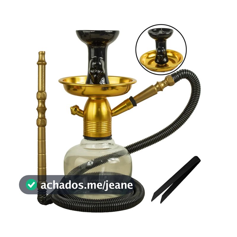 Narguile Completo Mini Vortex Monster Stem Alumínio Cor Dourado