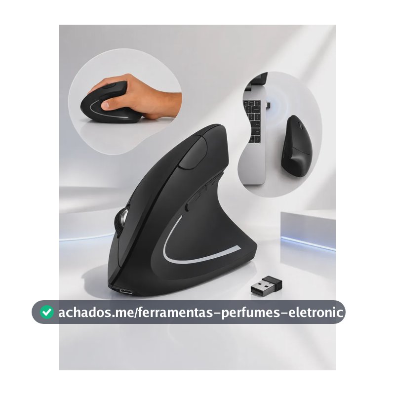 Mouse Vertical Ergonômico Recarregável Sem Fio Bluetooth Led Usb 2.4g 1600 Dpi Silencioso Portátil