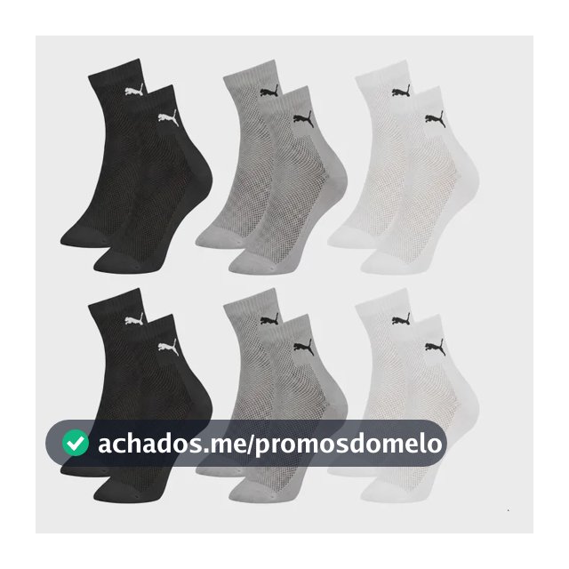 Kit 6 Pares Meias Puma Cano Médio Esportiva Algodão Original