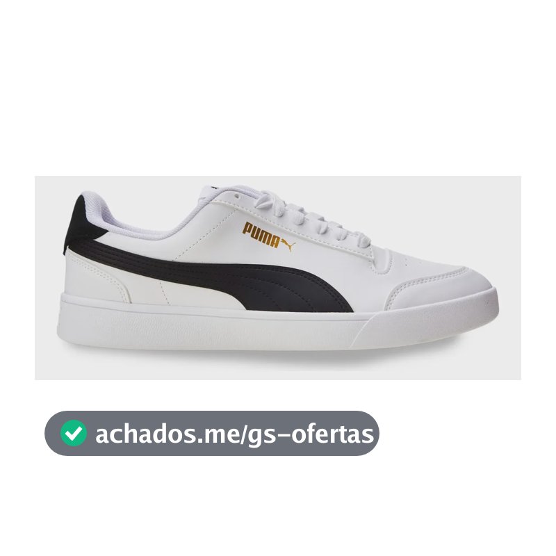 Tênis Casual Masculino E Feminino Shuffle Puma Puma White-puma Black-puma Team Gold Geométrico 39 Br