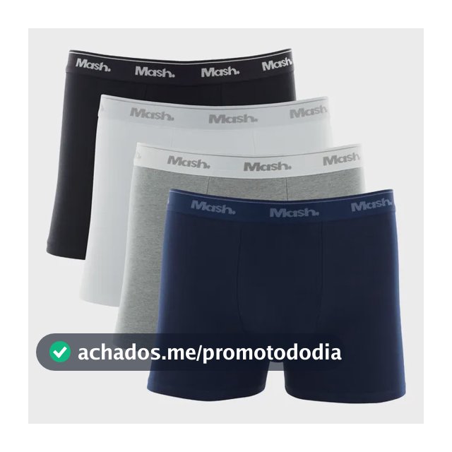Kit 4 Cuecas Mash Boxer Box Algodão Cotton Original Conforto