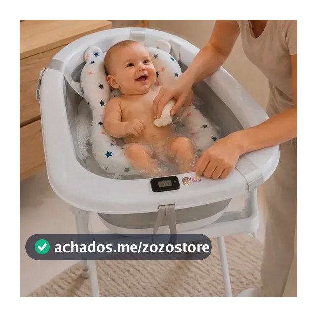 Banheira Bebe Dobrável Com Suporte E Termômetro I Love Baby