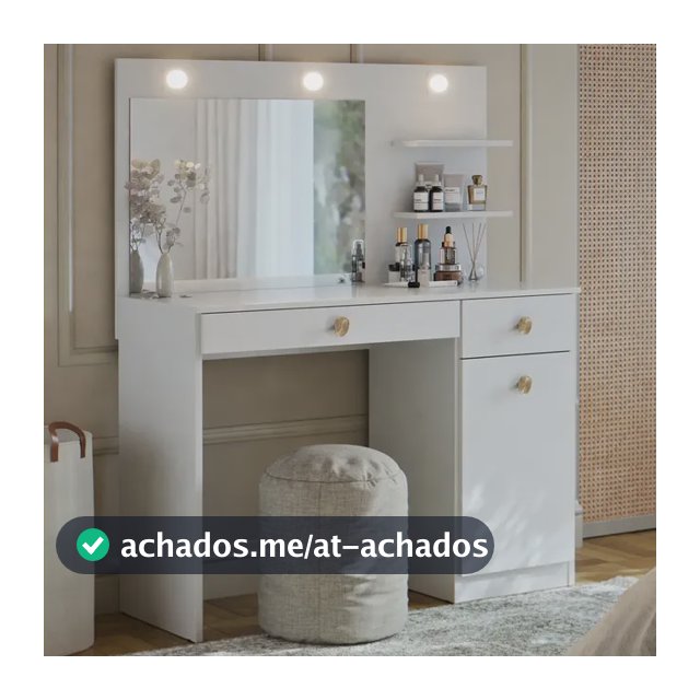 Penteadeira Camarim Jolie Com LED Espelho E 2 Gavetas Organizadora Maquiagem Para Studio E Quarto Cor Branco