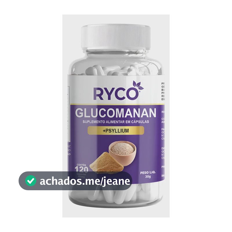 Glucomannan E Psyllium 120 Cápsulas Suplemento Ryco Sem Sabor