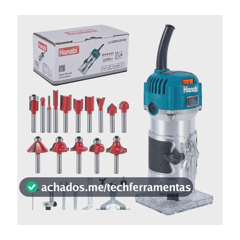Tupia Laminadora Variável 700w+ Jogo De Fresas 15 Pç Hanabi 110v