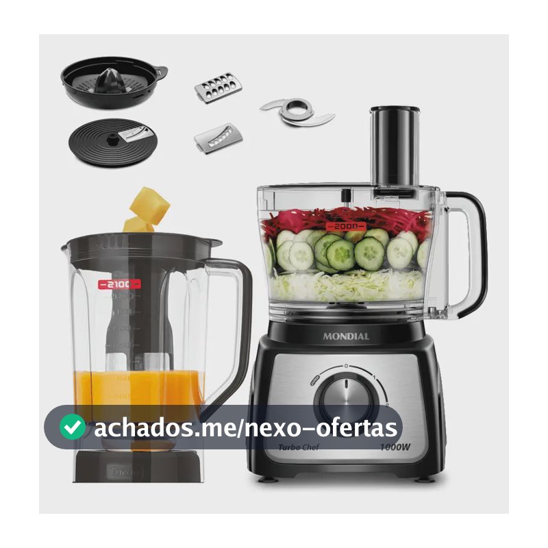 Multiprocessador MPN-01-BE Cozinha Turbo Chef 7 em 1 1000W Preto Mondial 127V