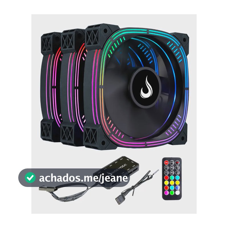 Kit 3 Cooler Fans Rise Mode Aura Pro Black Argb 5v 120mm Exp