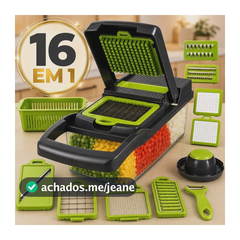 Cortador Fatiador Ralador De Legumes Sólar Frutas Vegetais Triturador Picador Manual 16 Peças para Cozinha Mandolin Inox
