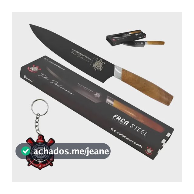Faca Churrasco Corinthians Aço Gravada Laser Chaveiro Timao