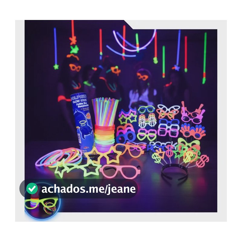 Kit Balada Neon Completo 100 Pulseira 20 Oculos 20 Tiara
