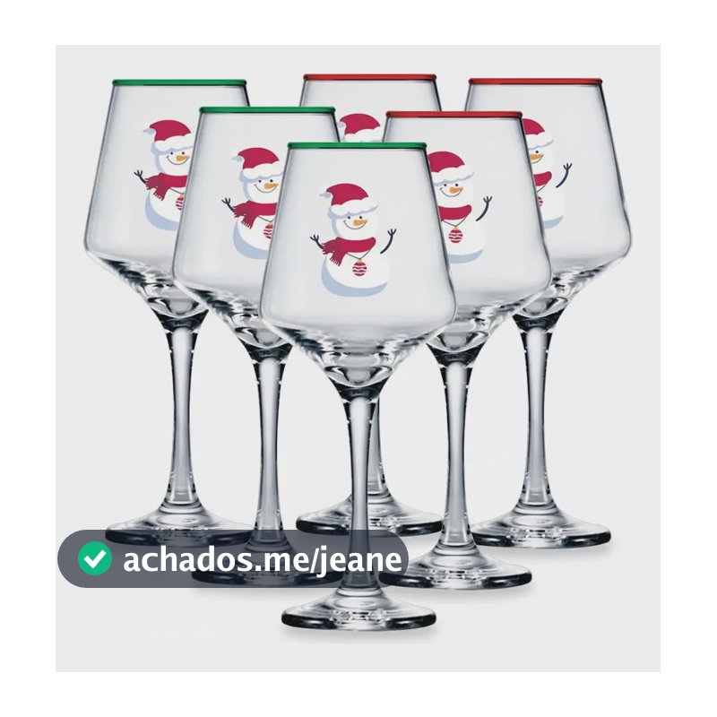 Taça Vinho De Vidro Square Natal 6pcs, 390ml - Ruvolo