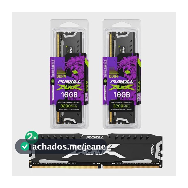Kit 2 Memória Ram Puskill P/ Pc Ddr4 32gb (2x16gb) 3200mhz