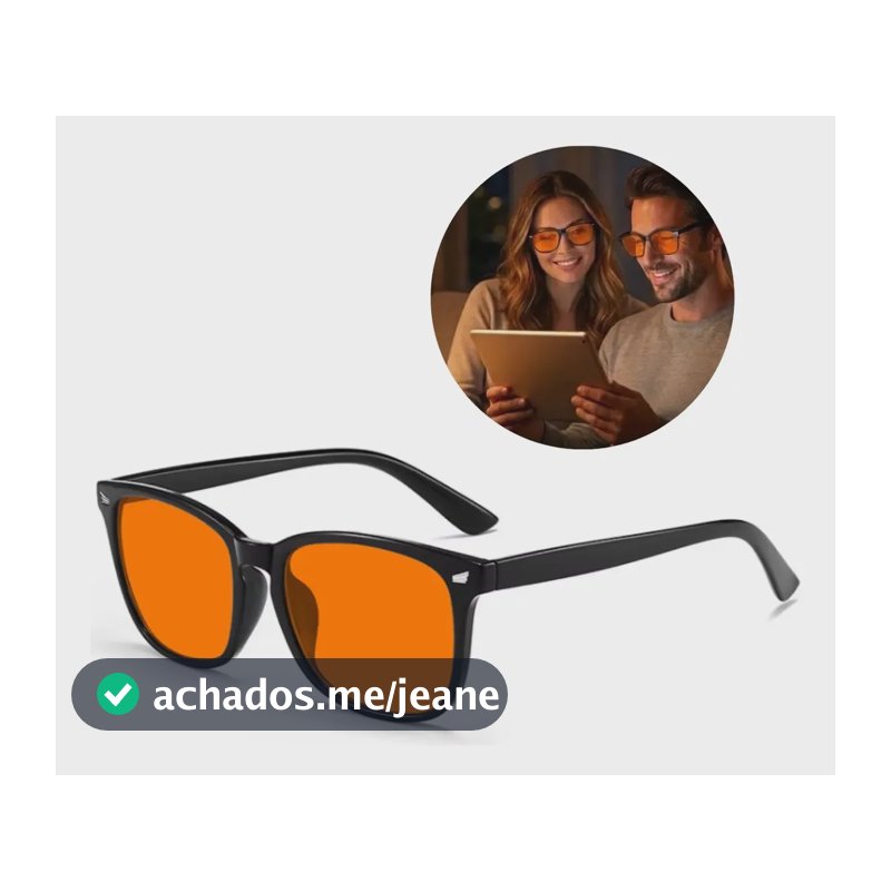 Óculos Bloqueador Luz Azul 70% Laranja Gamer Dirigir E Sono Laranja