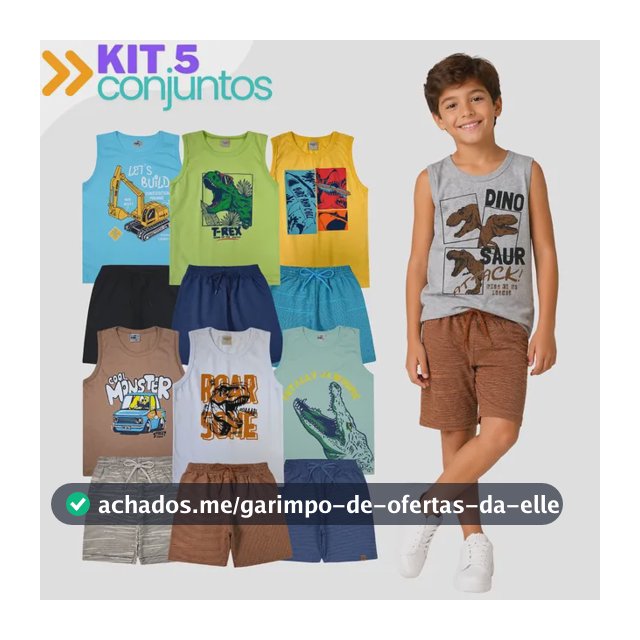 Kit 5 Conjunto Regata Premium Sortido Infantil Menino Verão