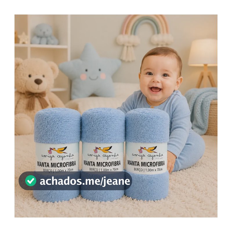 Kit 3 Mantas Bebê Cobertor Infantil Estampada  Menino Liso Menino