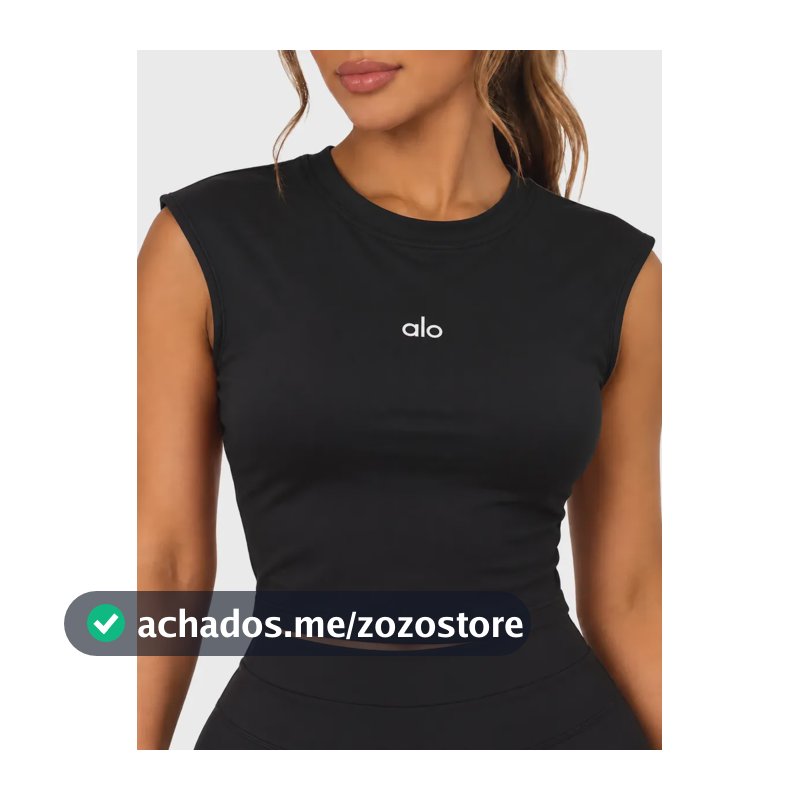 Cropped Regata Feminino Costas Abertas Cruzadas Com Bojo Preto M