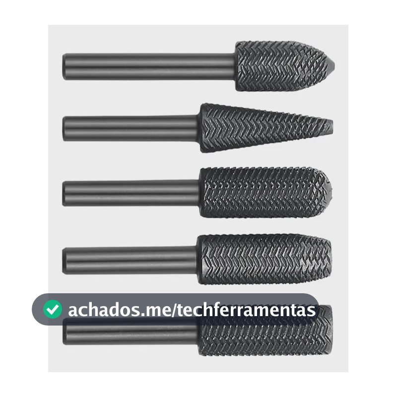 Kit 5 Pçs Lima Rotativa Fresa Retifica Em Aço Ferro Metais