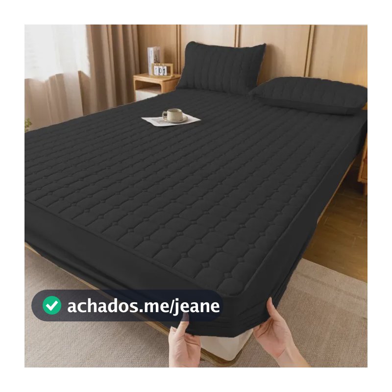 Protetor De Colchão Impermeável Queen Antialérgico Antiácaro Matelado Preto