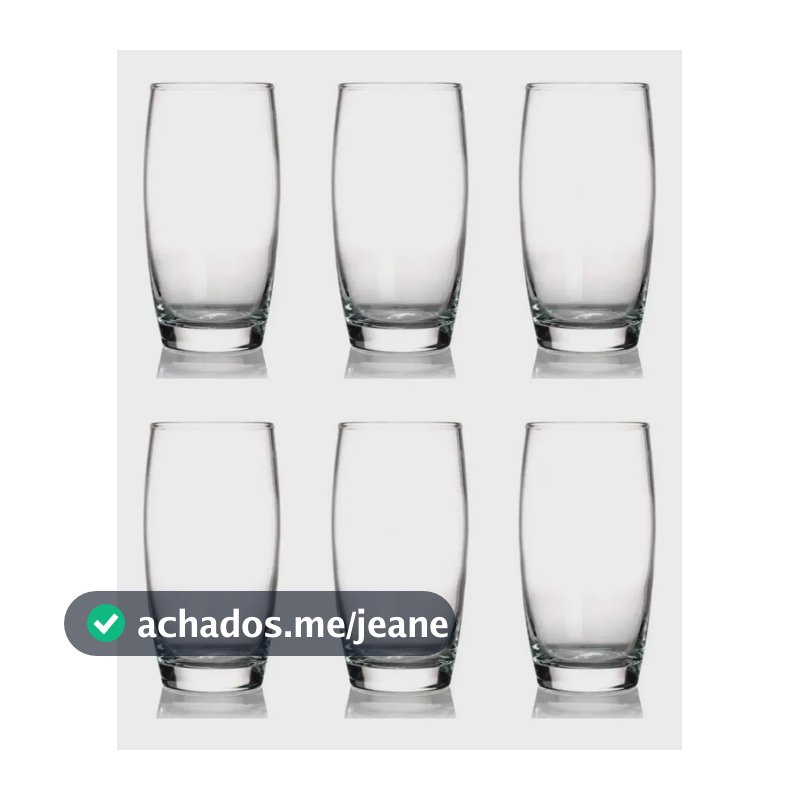 Jogo Kit Copo Vidro Oca 300ml C/6 Nadir - Agua Suco Drink Co Cor Transparente Transparente