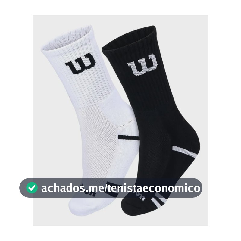 Kit 2 Pares Meia Wilson Cano Longo Algodão Unissex 39-44 Br Preto E Branco W 39-44