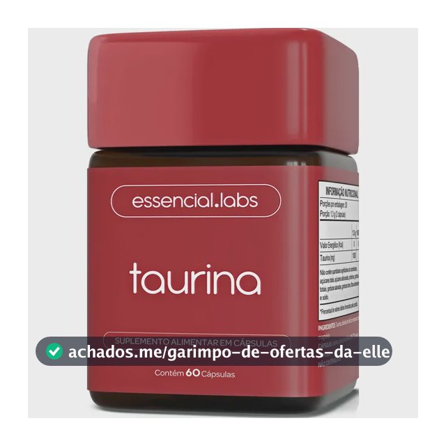 TAURINA 1000mg por Dose - Fórmula Exclusiva com Máxima Concentração e Absorção - 60 Cápsulas