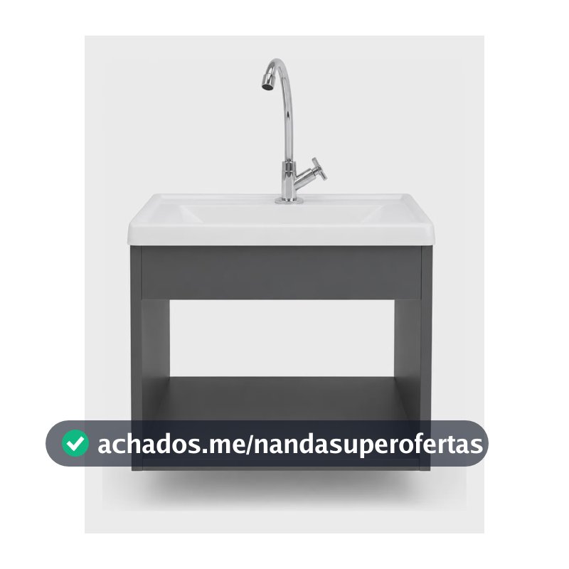 Gabinete Para Banheiro Suspenso Com Cuba Lavatorio Compacto Cinza-escuro Branco Um Furo