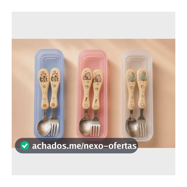 Kit Talheres Baby Infantil Colher E Garfo Inox Com Estojo