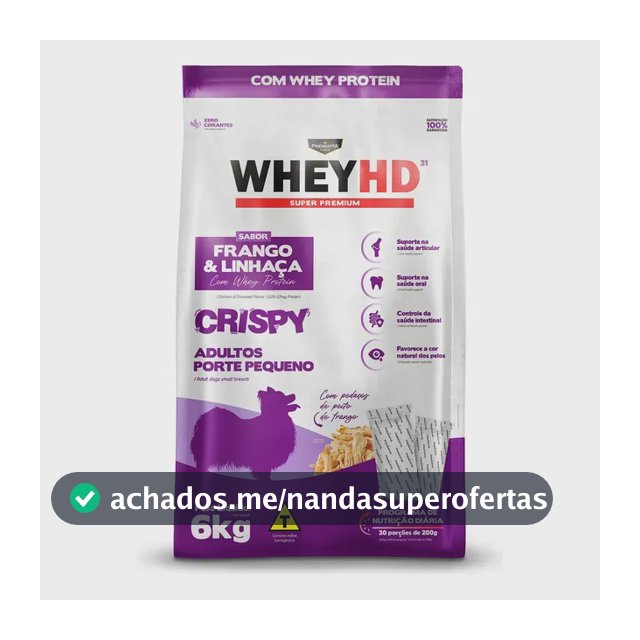 Ração WheyHD Crispy Cães Adultos Porte Pequeno 6kg