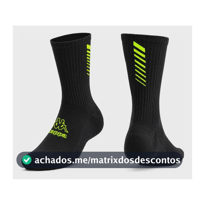 Meia Kappa Esportiva Next Corrida Poliamida Original Preto-verde 34-38