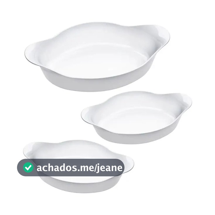 Marinex Conjunto de Assadeiras Oval Opaline 3 Peças Branco